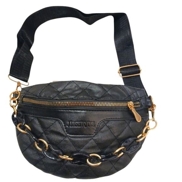 FANNY PACK Designer Paris Style SAFETY Bum Bag PUFF QUILT Modern Chain City Chic - Picture 3 of 14